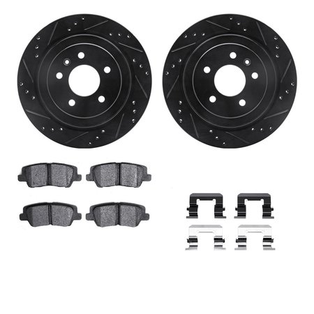 DYNAMIC FRICTION CO 8512-46027, Rotors-Drilled and Slotted-Black w/ 5000 Advanced Brake Pads incl. Hardware, Zinc Coated 8512-46027